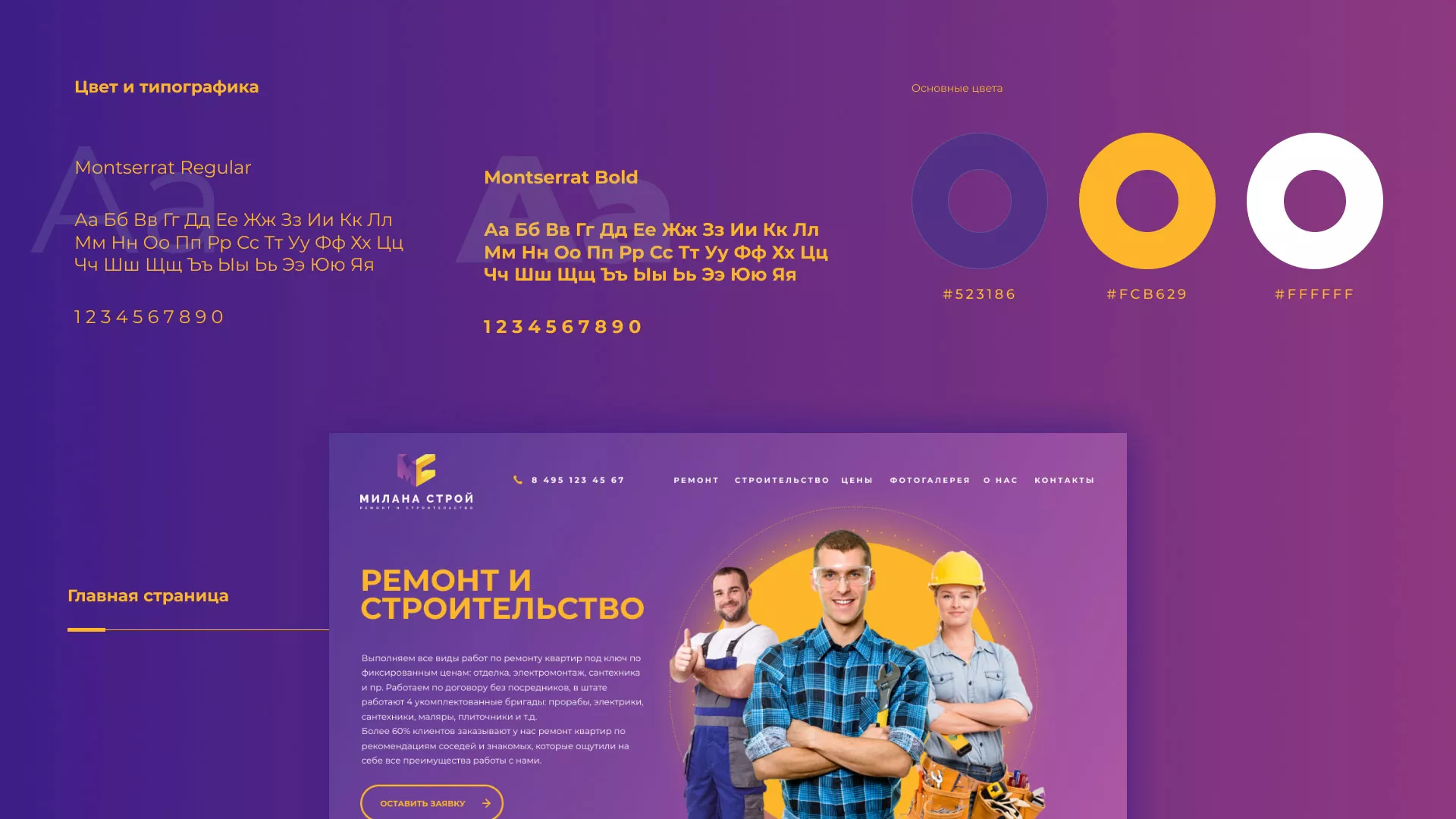 Разработка сайта строительной компании «Милана-Строй» в Гаджиево